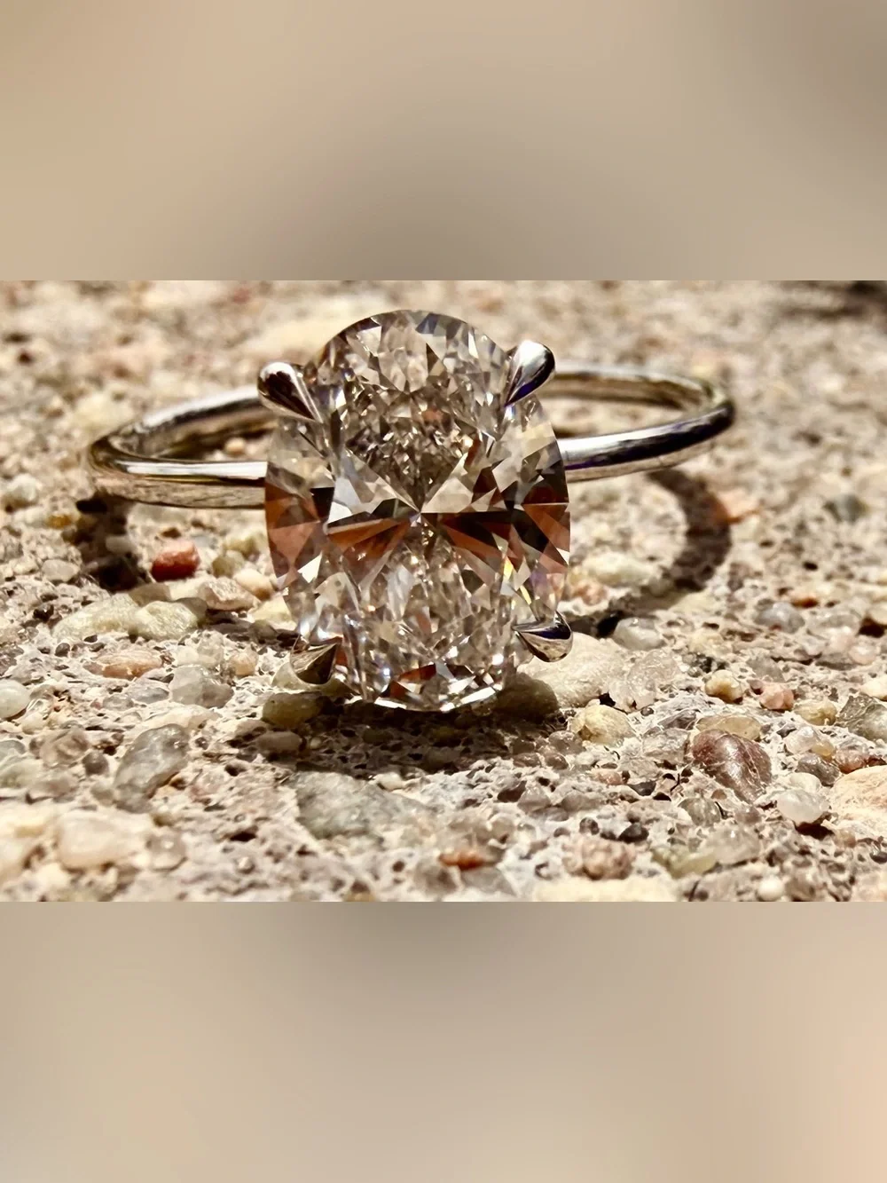 IGI Certified 2.02 CT Oval Lab Grown Diamond 14K Solid White Gold Ring Size 7